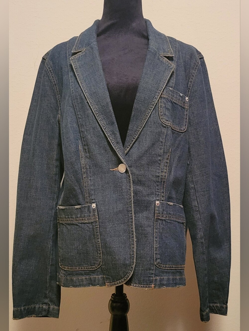 Denim Blazer Jacket w/ Matching Skirt